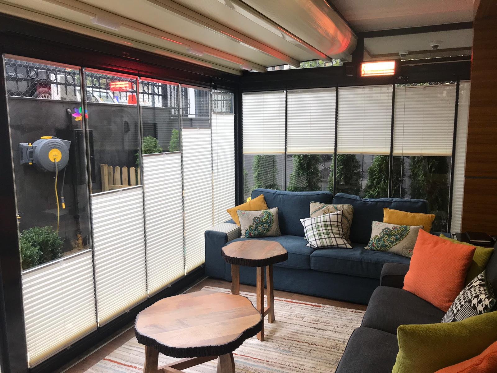 Plise Cam Balkon Perdeler